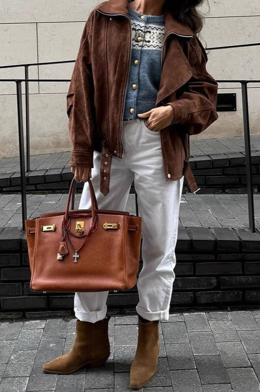 Vintage Loose Fit Brown Coat