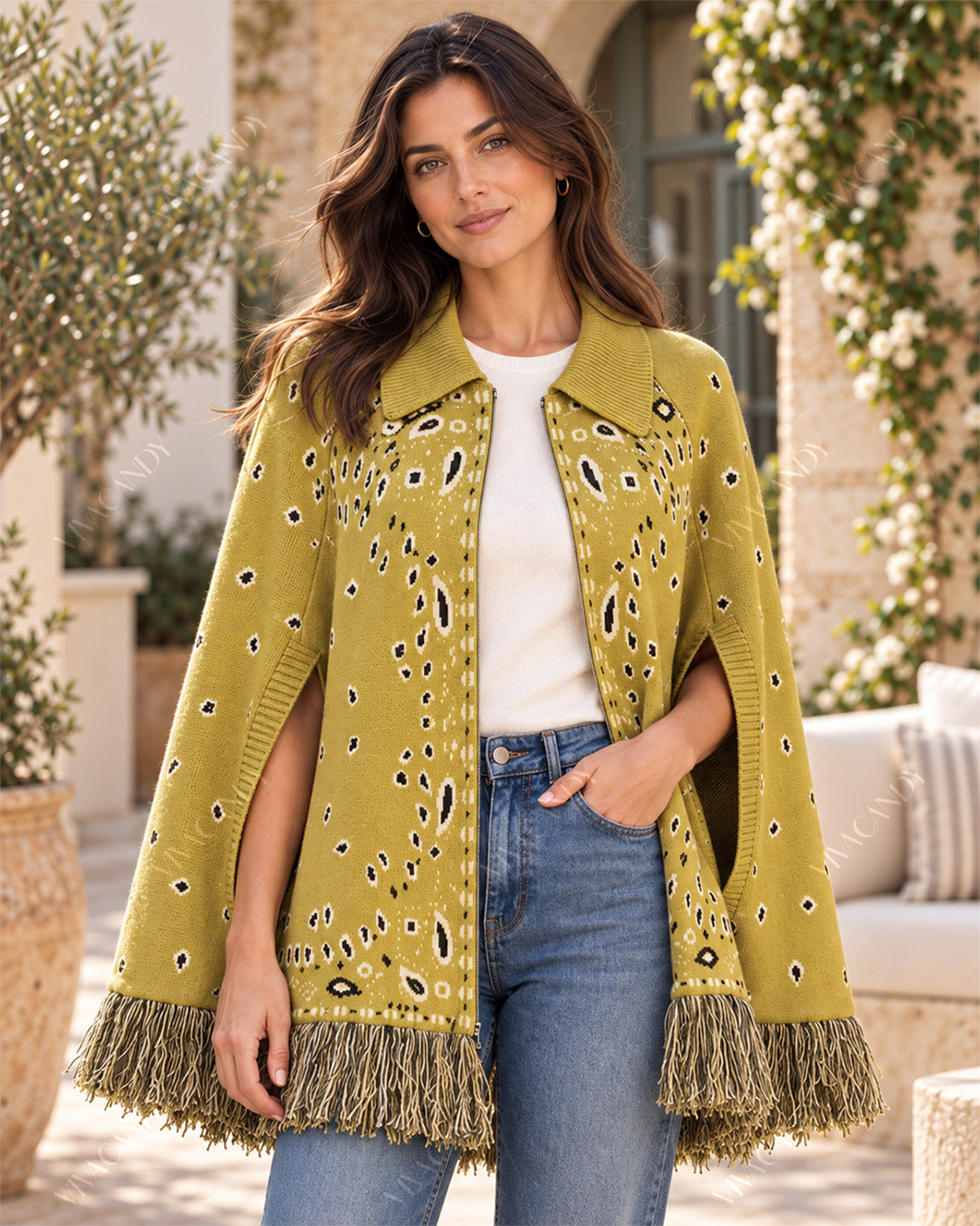 Marisol Fringe Cape Sweater