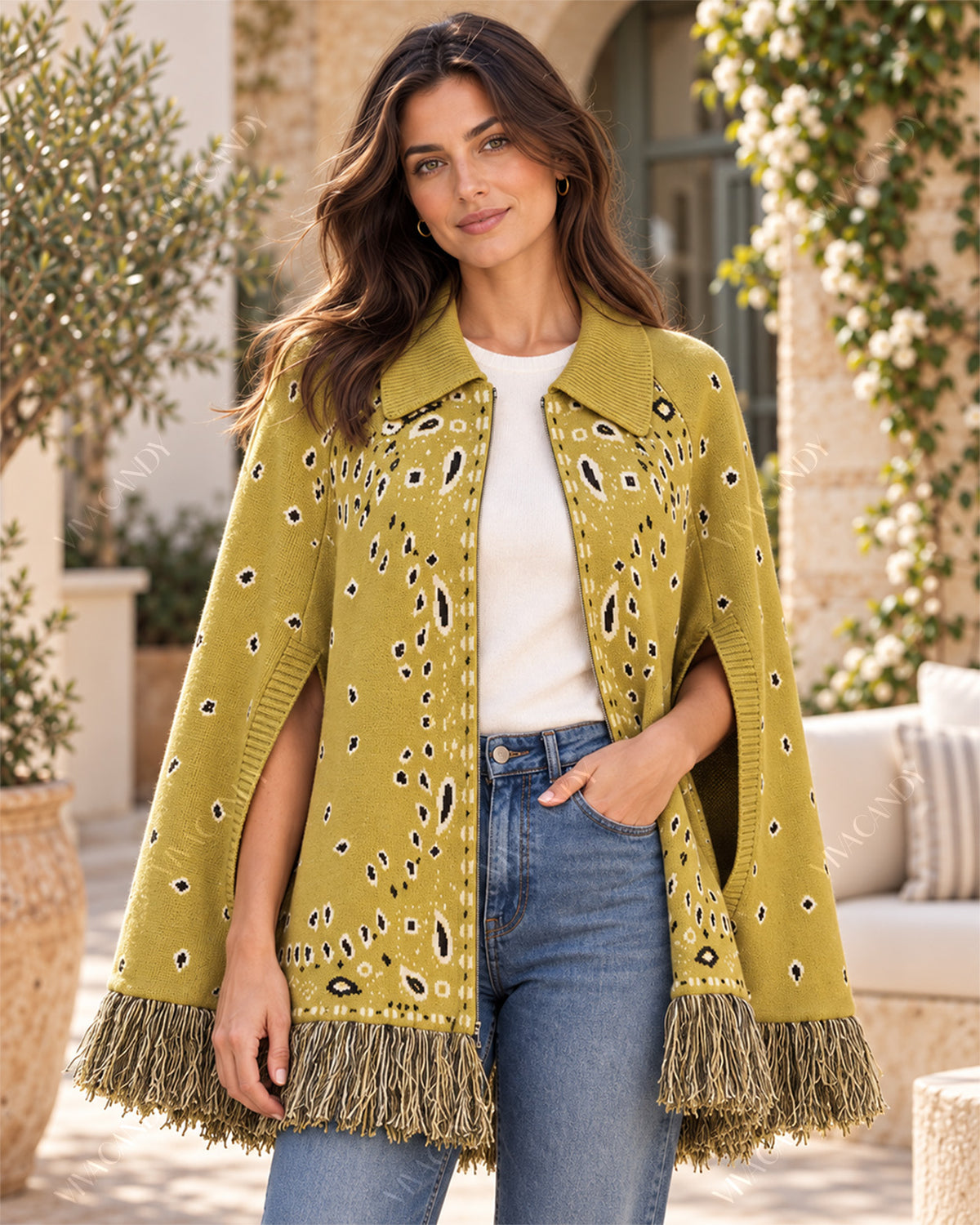 Marisol Fringe Cape Sweater