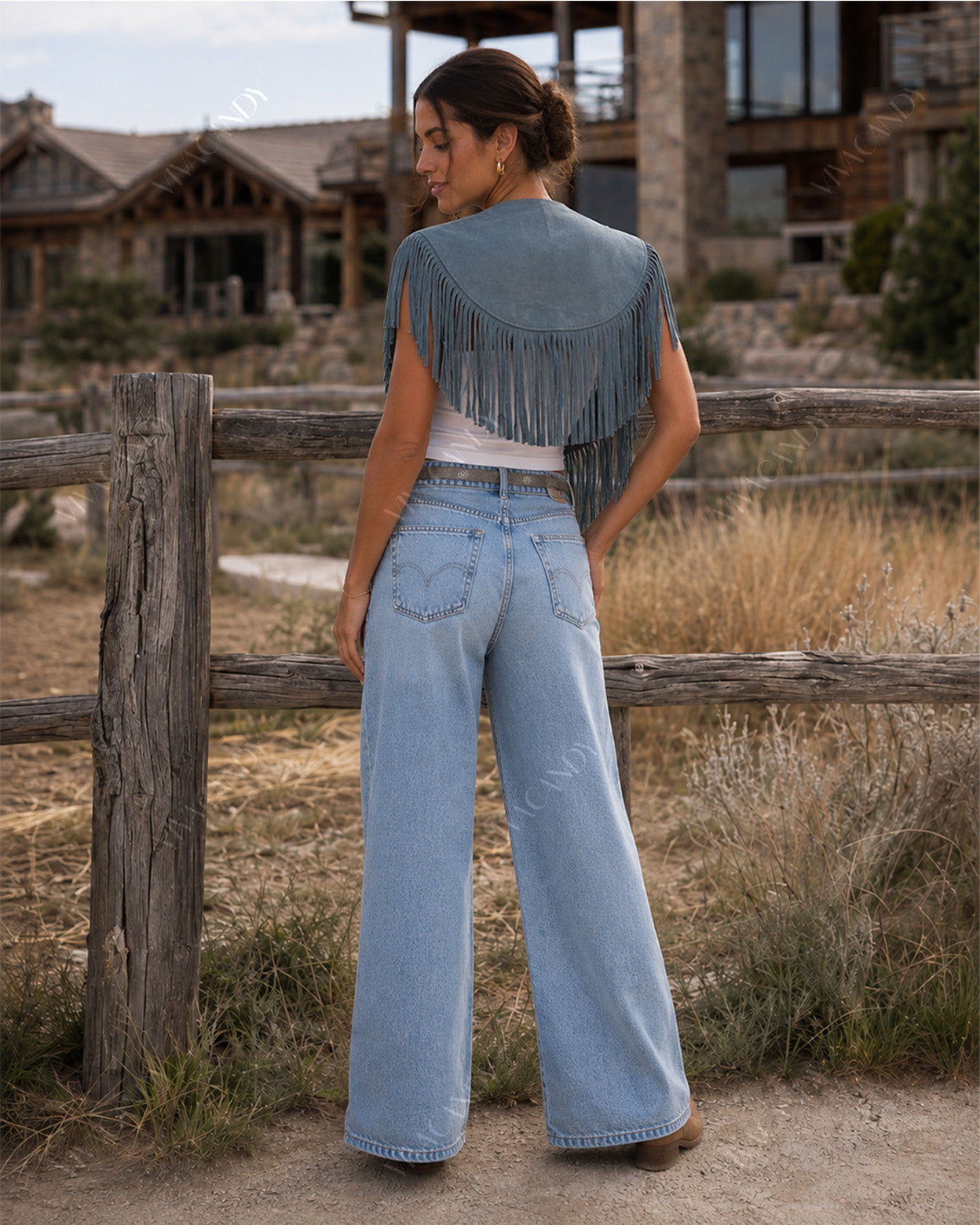 Elara Faux Suede Fringe Collar