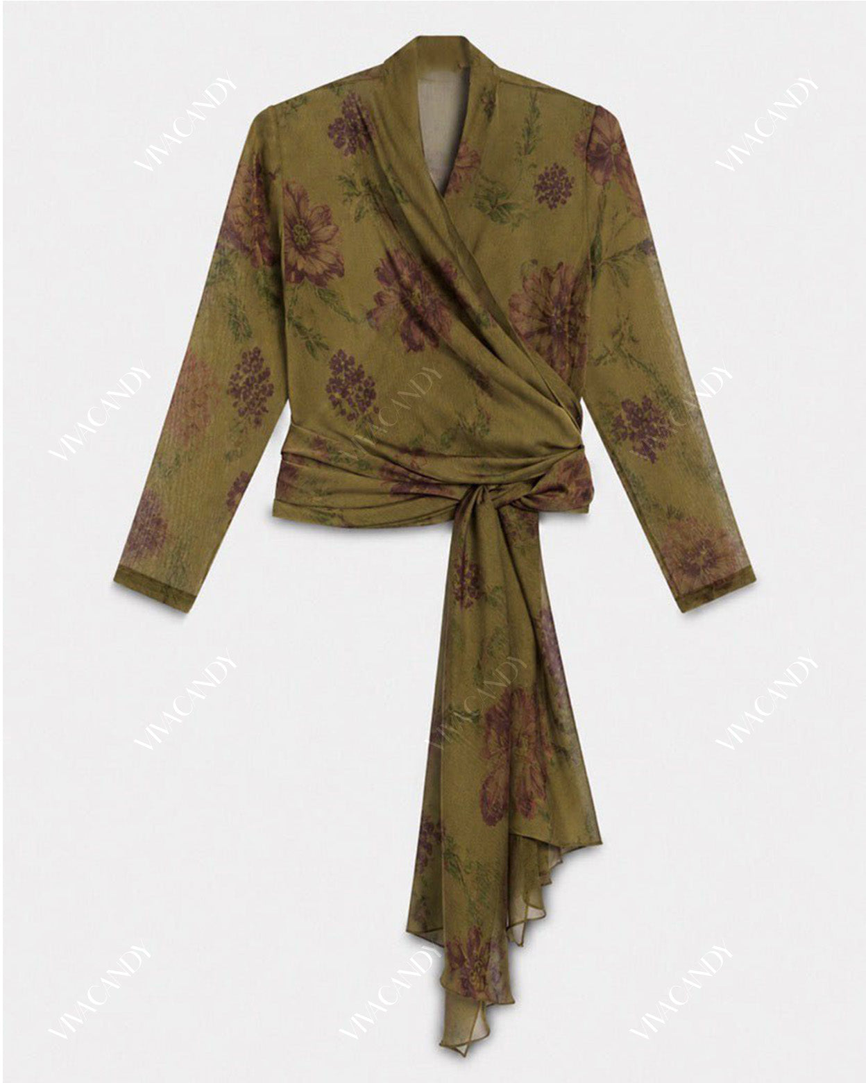 Vittoria Olive Print Chiffon Top & Ione Maxi Skirt Set