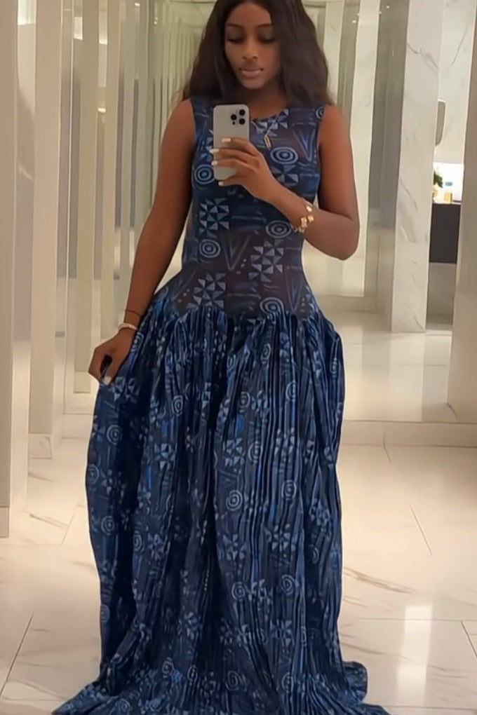 Nyara Heritage Pleated Maxi Dress