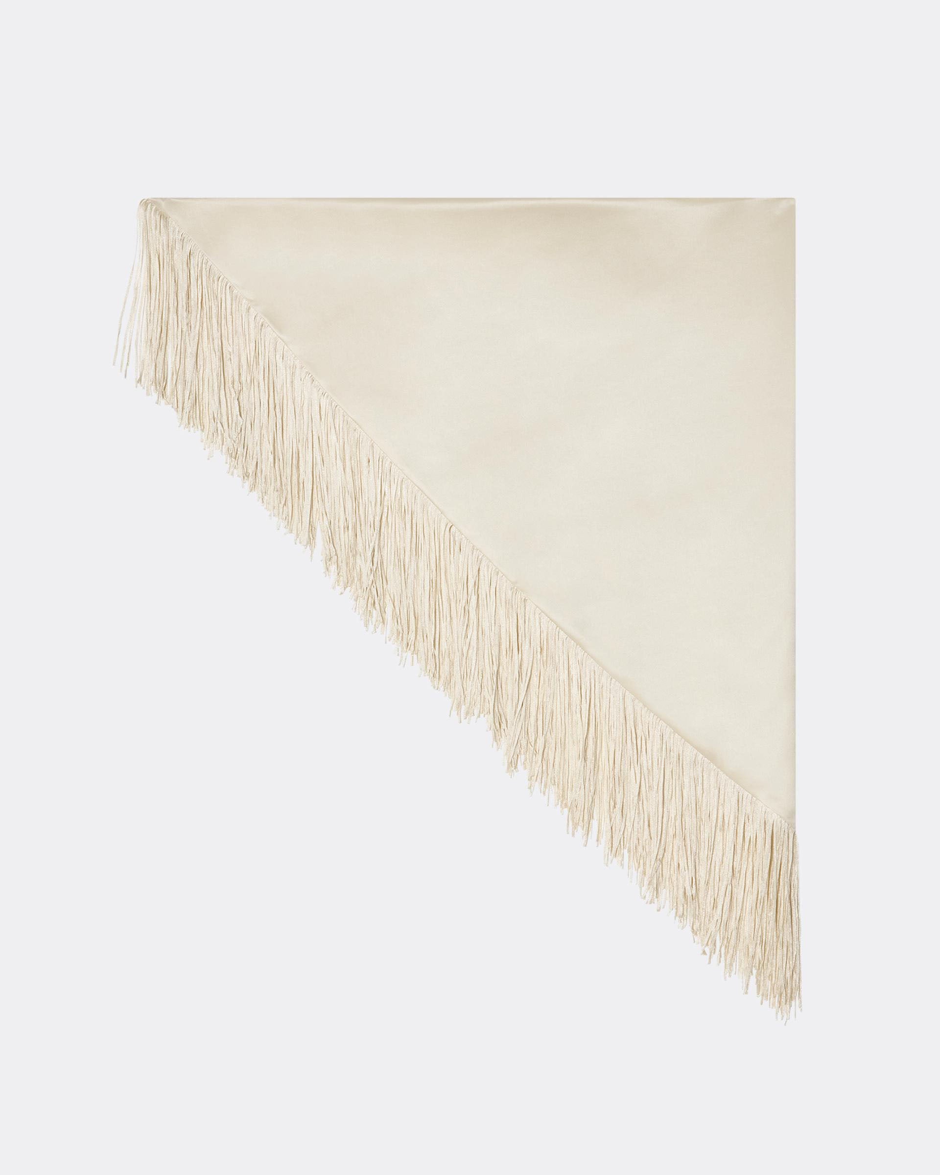Fringe Detailing Triangle Satin Scarf