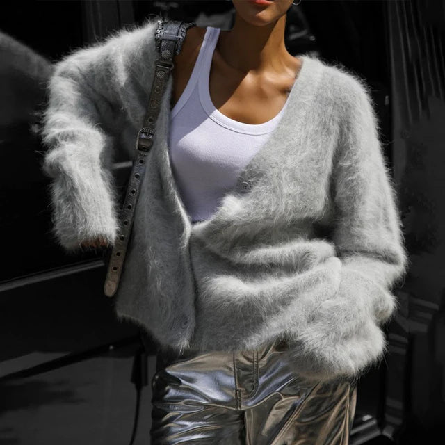 Knitted Cardigan Women V Nekc Loose Long Sleeve Casual Sweater Female 2025 Autumn Winter New Fashion Cardigans Ladies