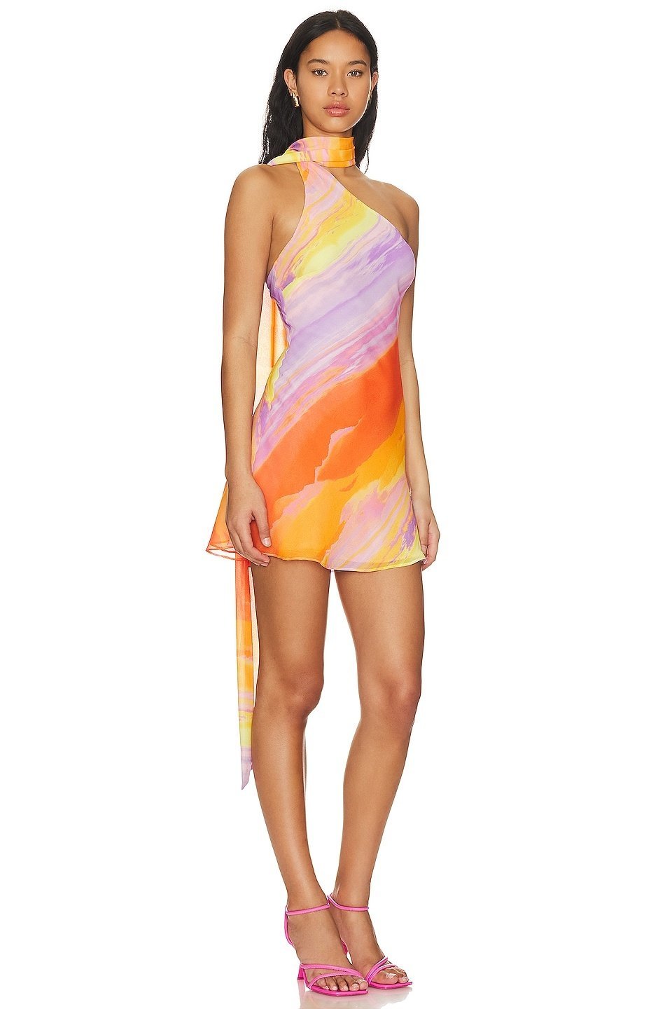 Asymmetrical Lace-Up Mini Dress