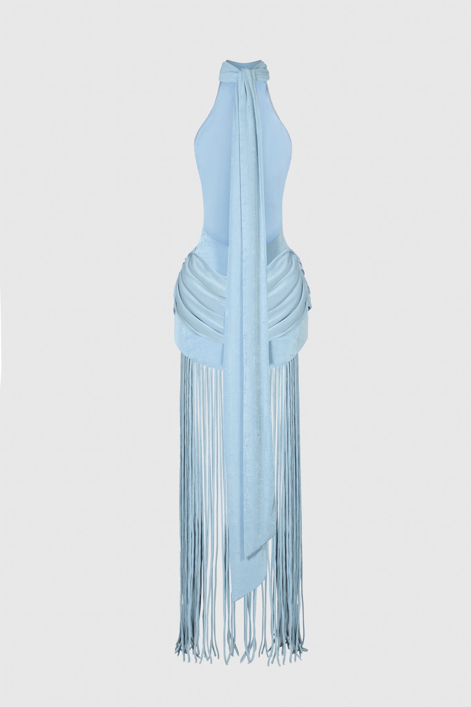 Selene Fringe Halter Maxi Dress