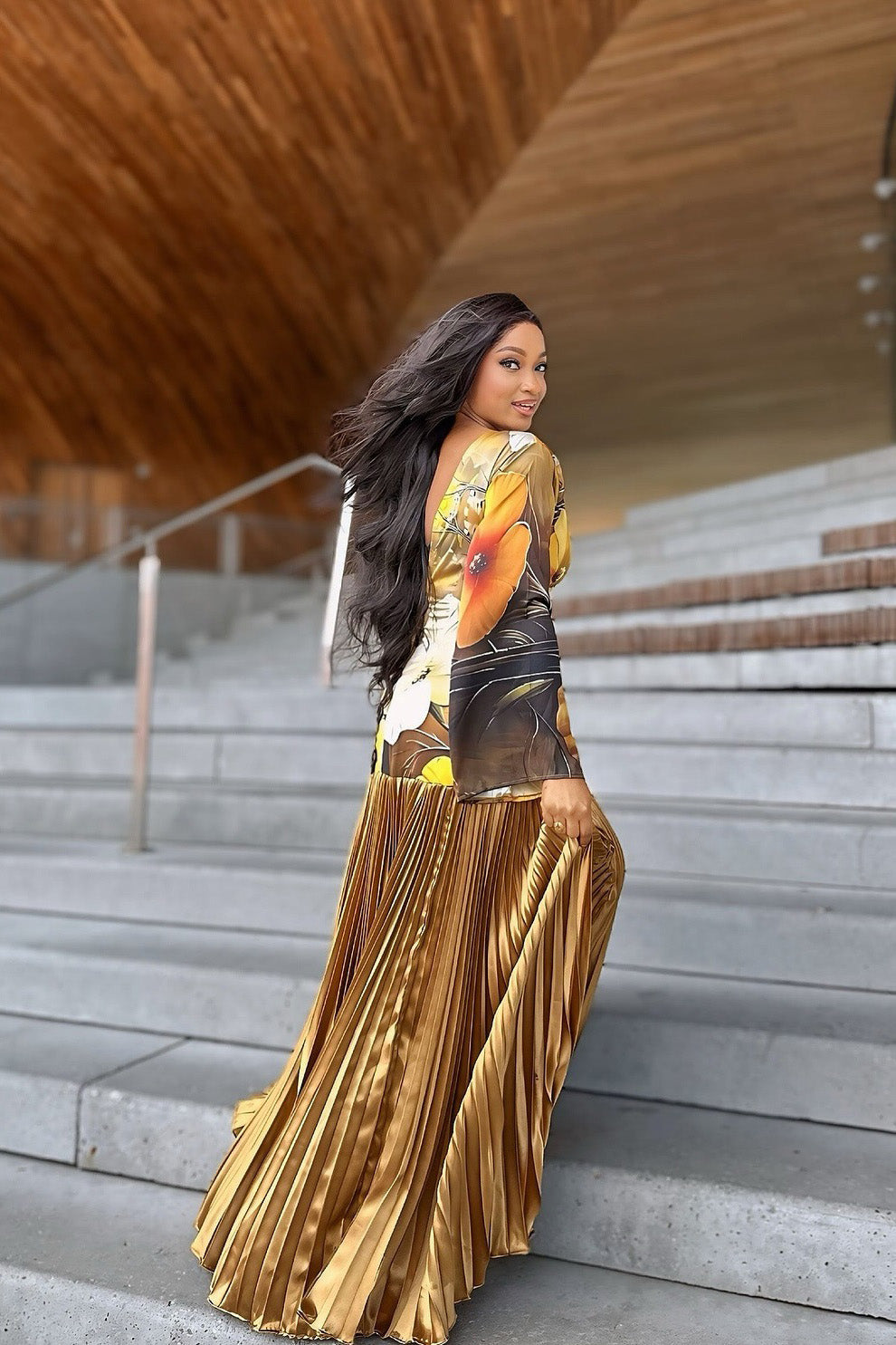 Celestia Borealis Pleated Maxi Dress