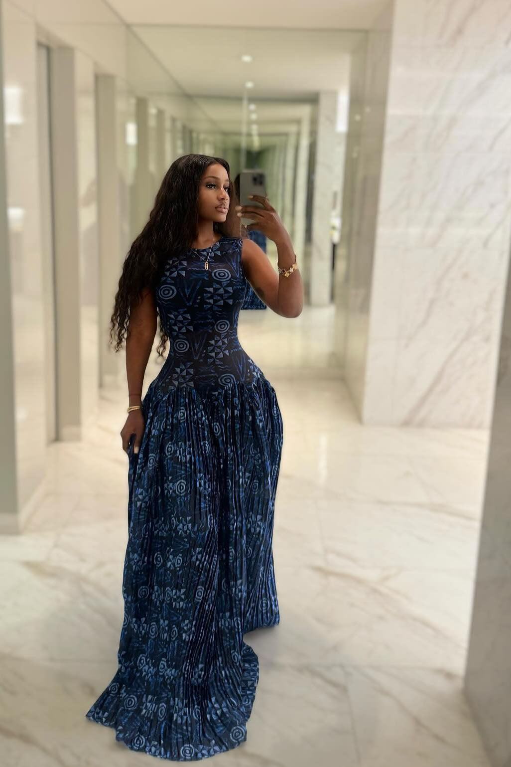 Nyara Heritage Pleated Maxi Dress