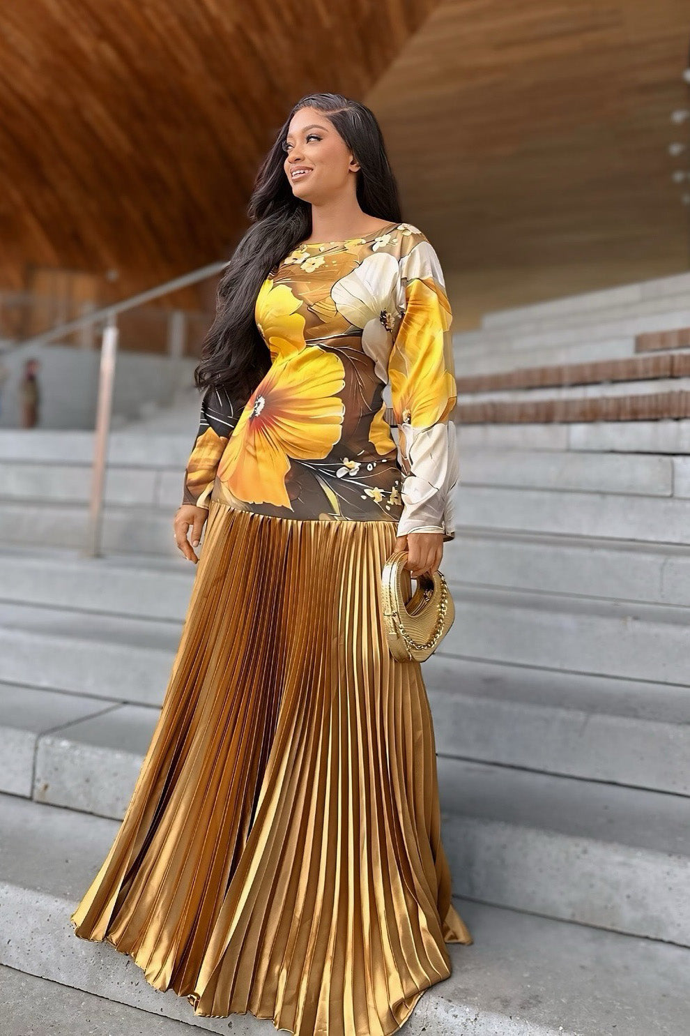 Celestia Borealis Pleated Maxi Dress