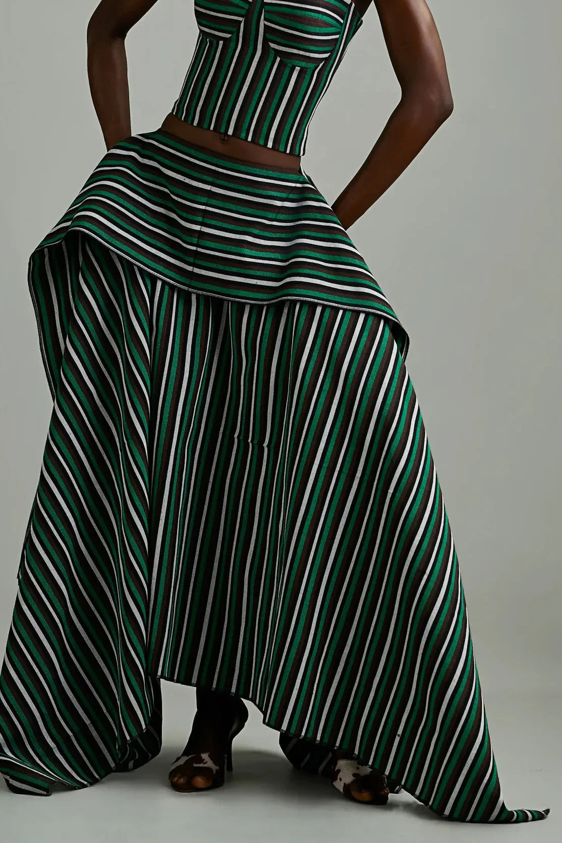 Verdelle Asymmetric Stripe Maxi Skirt