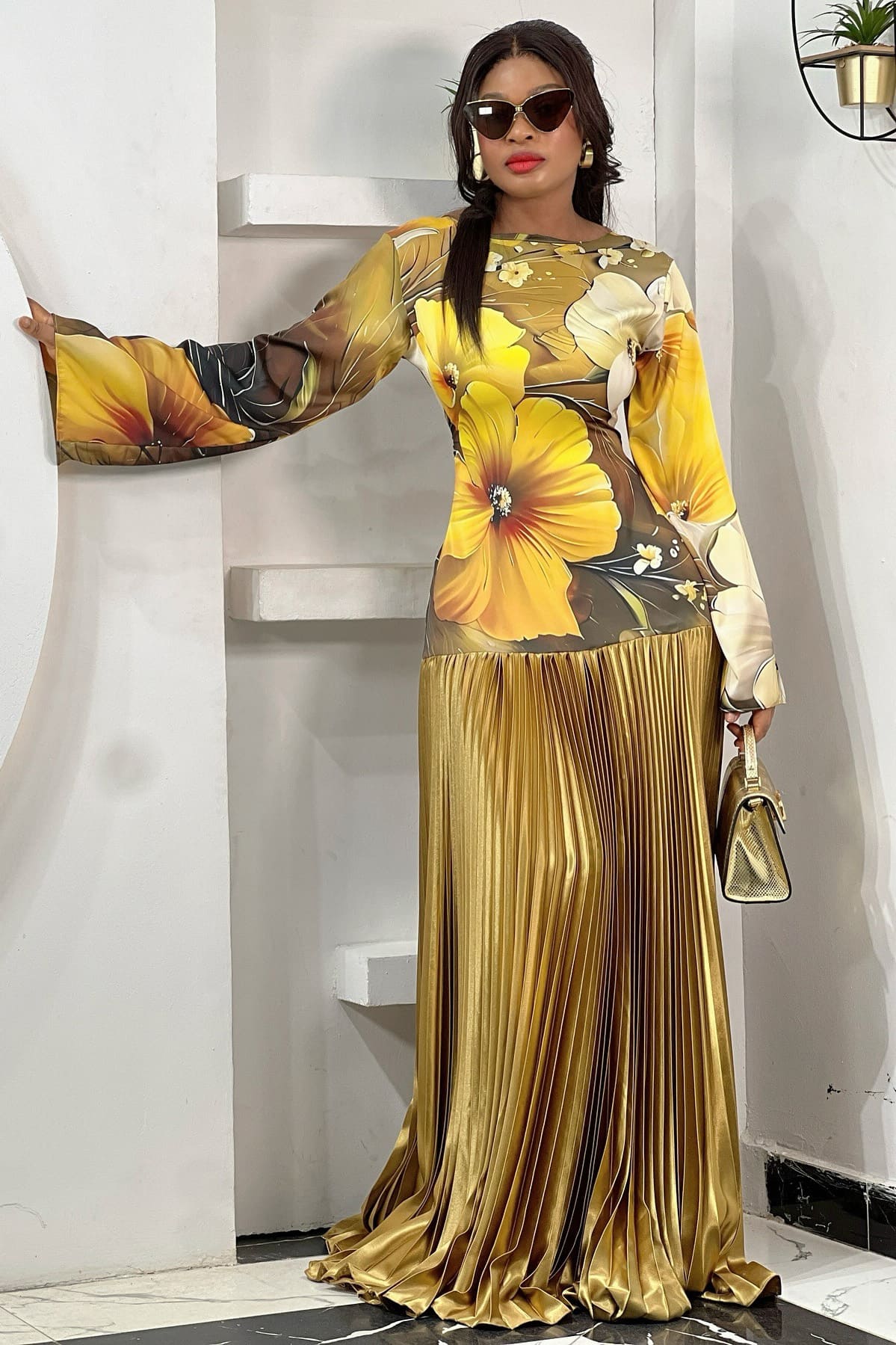 Celestia Borealis Pleated Maxi Dress
