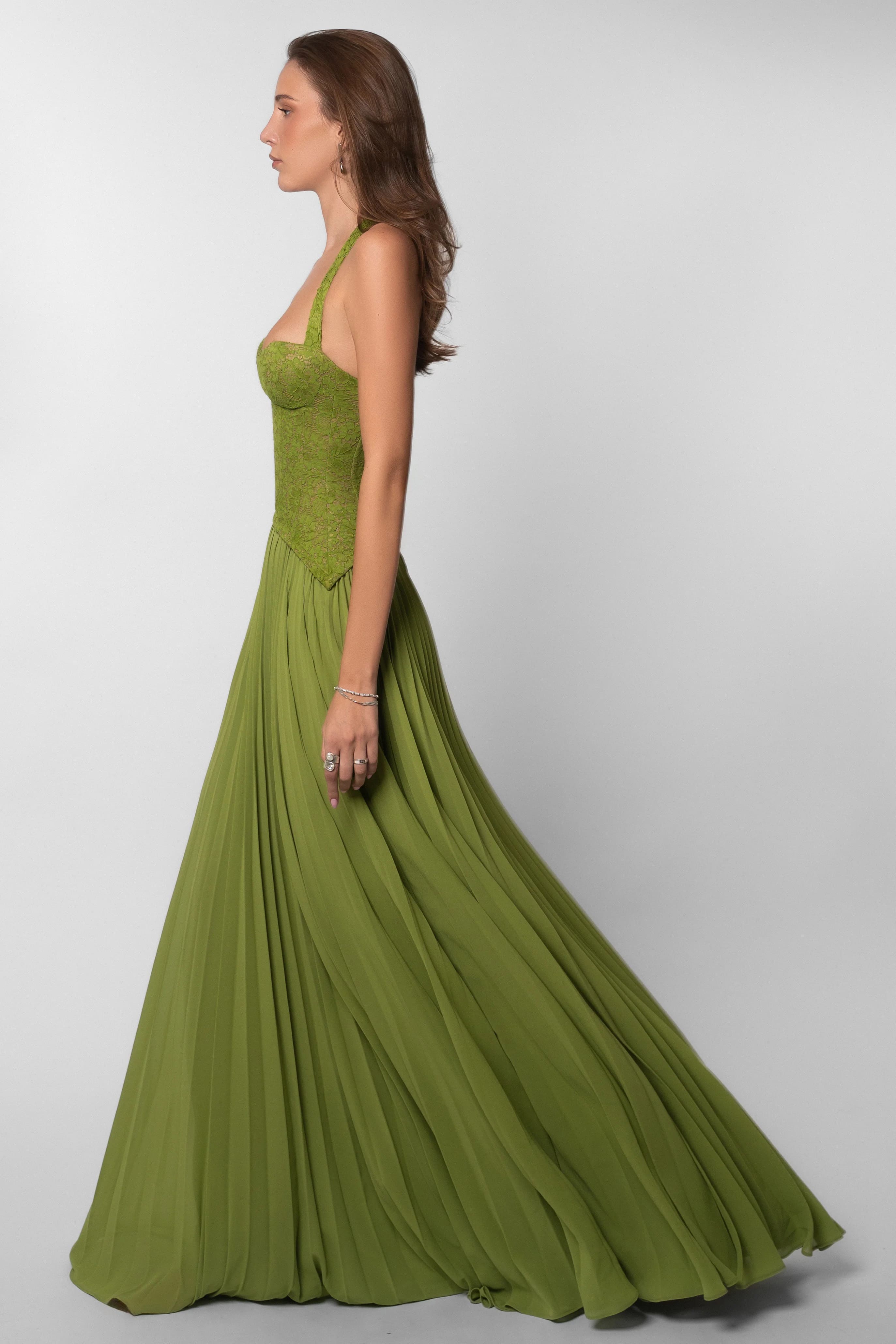 Verdelle Lace Halter Maxi Dress