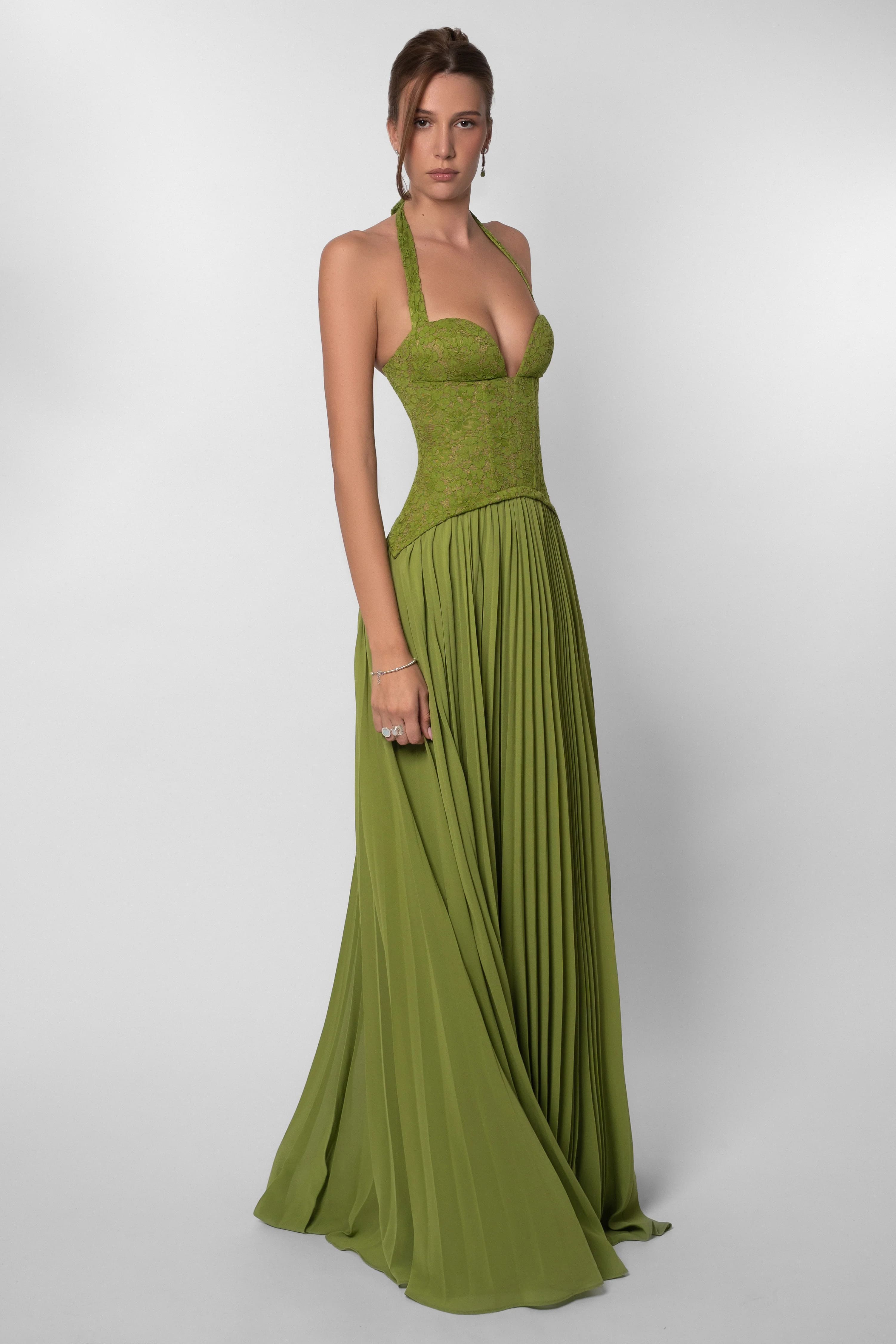 Verdelle Lace Halter Maxi Dress
