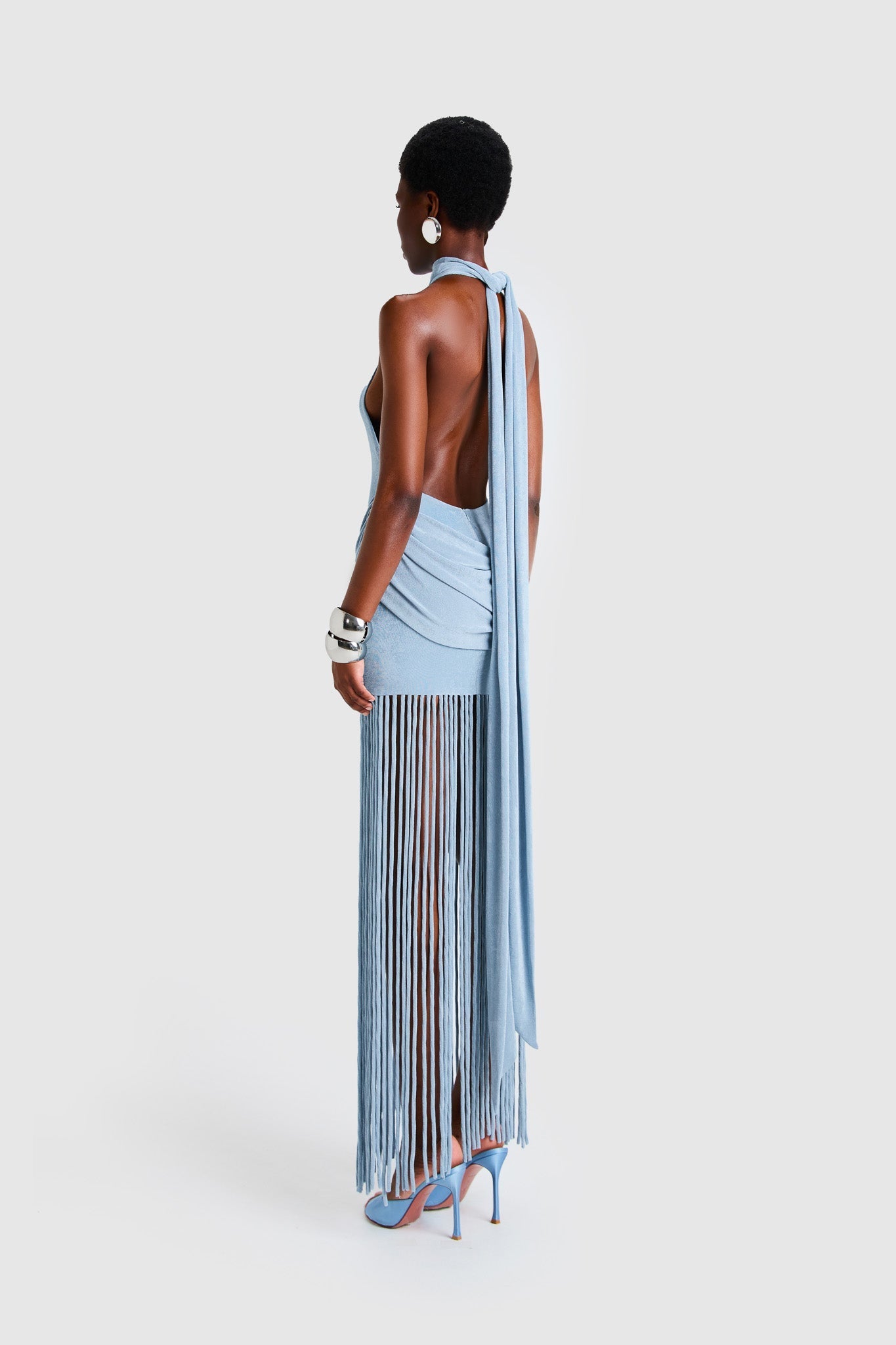 Selene Fringe Halter Maxi Dress