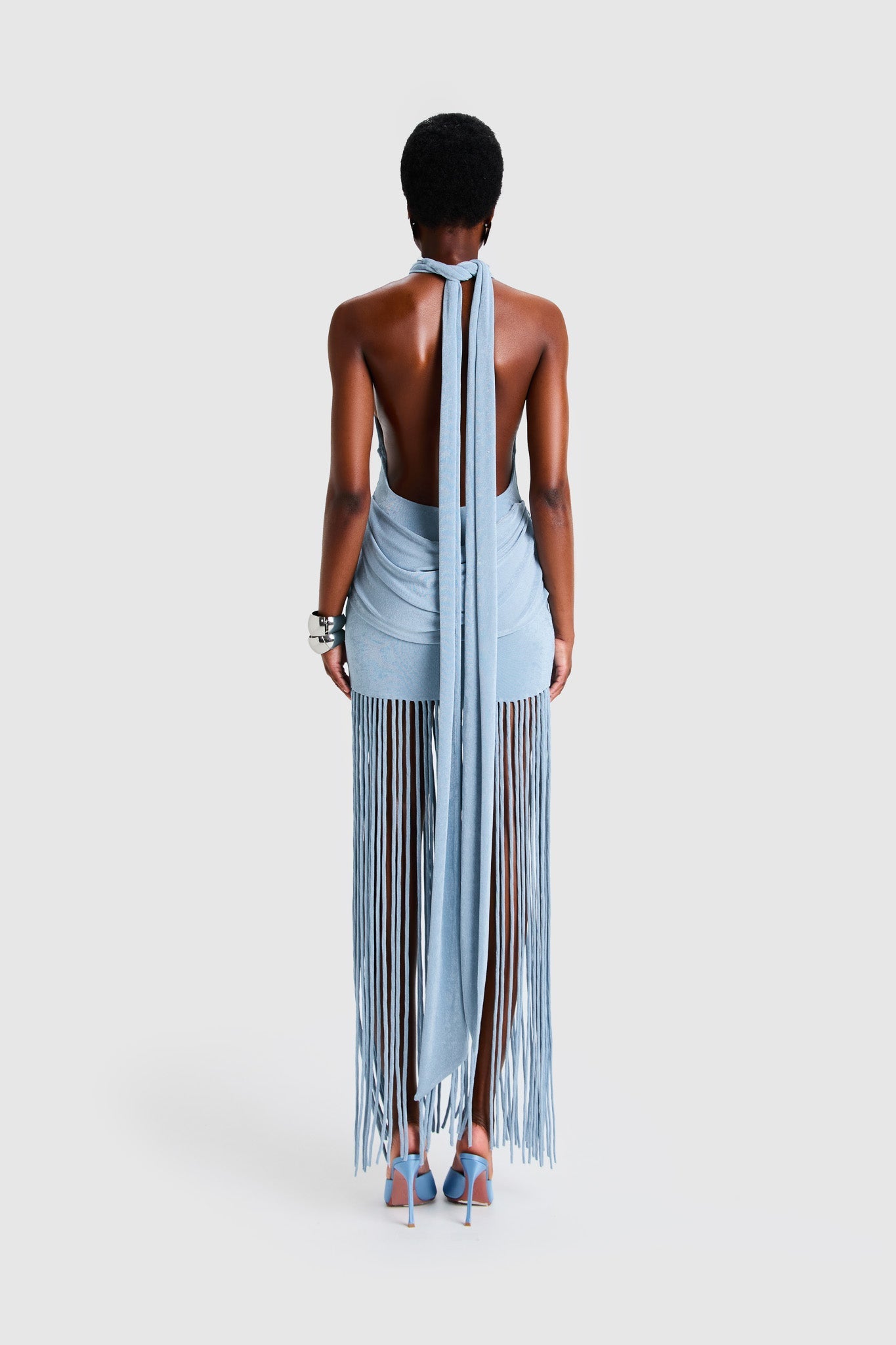 Selene Fringe Halter Maxi Dress