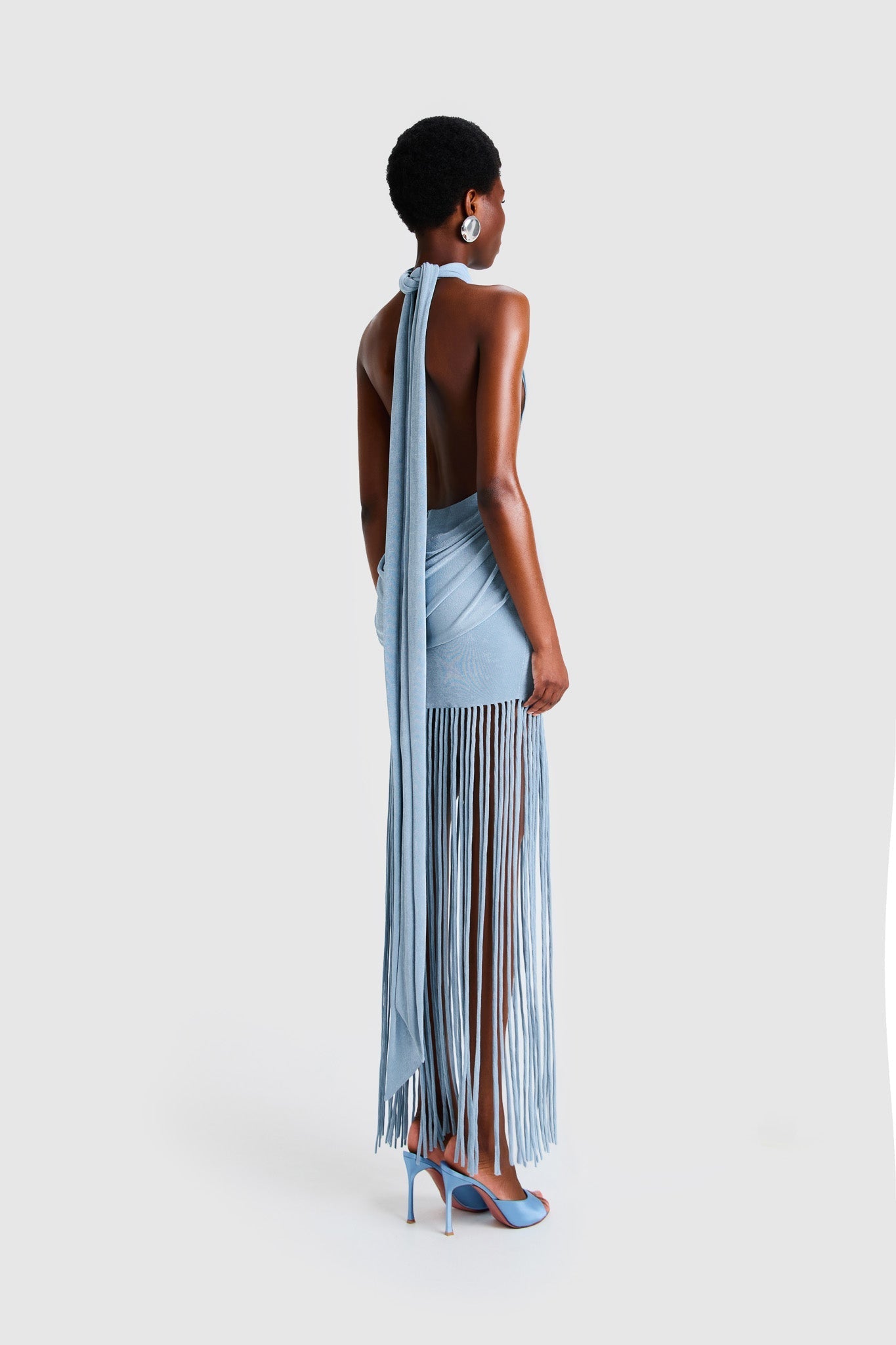 Selene Fringe Halter Maxi Dress