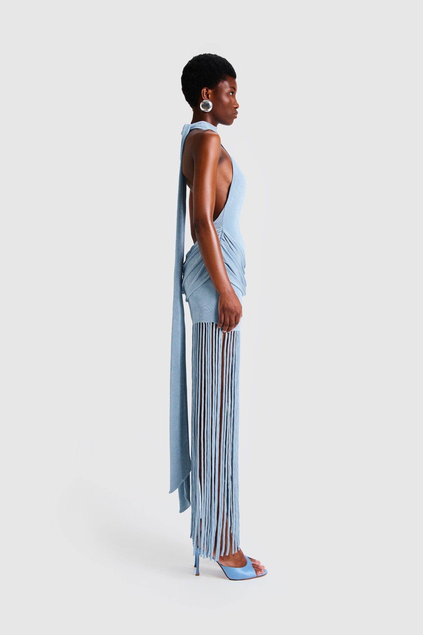 Selene Fringe Halter Maxi Dress