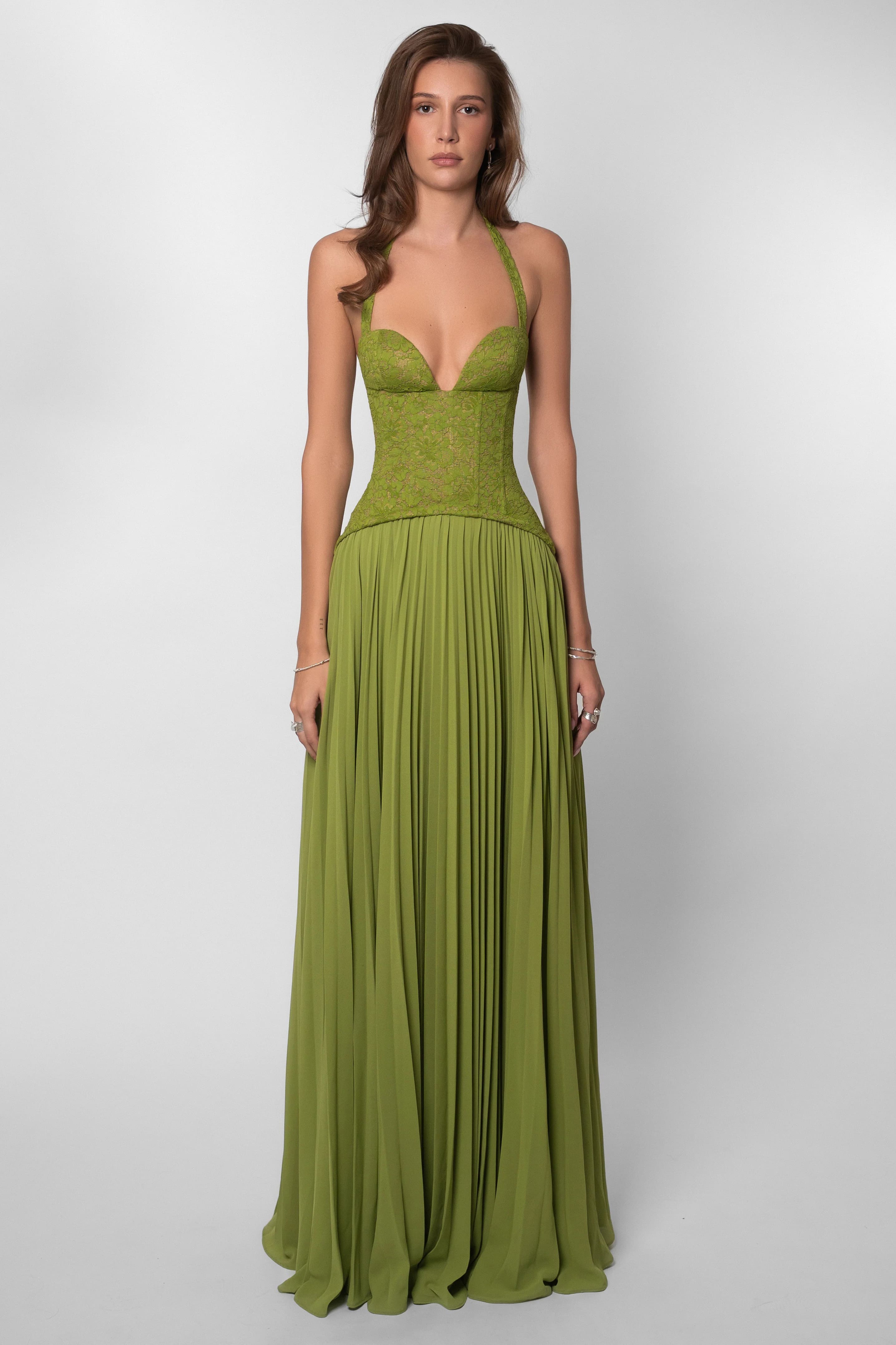 Verdelle Lace Halter Maxi Dress