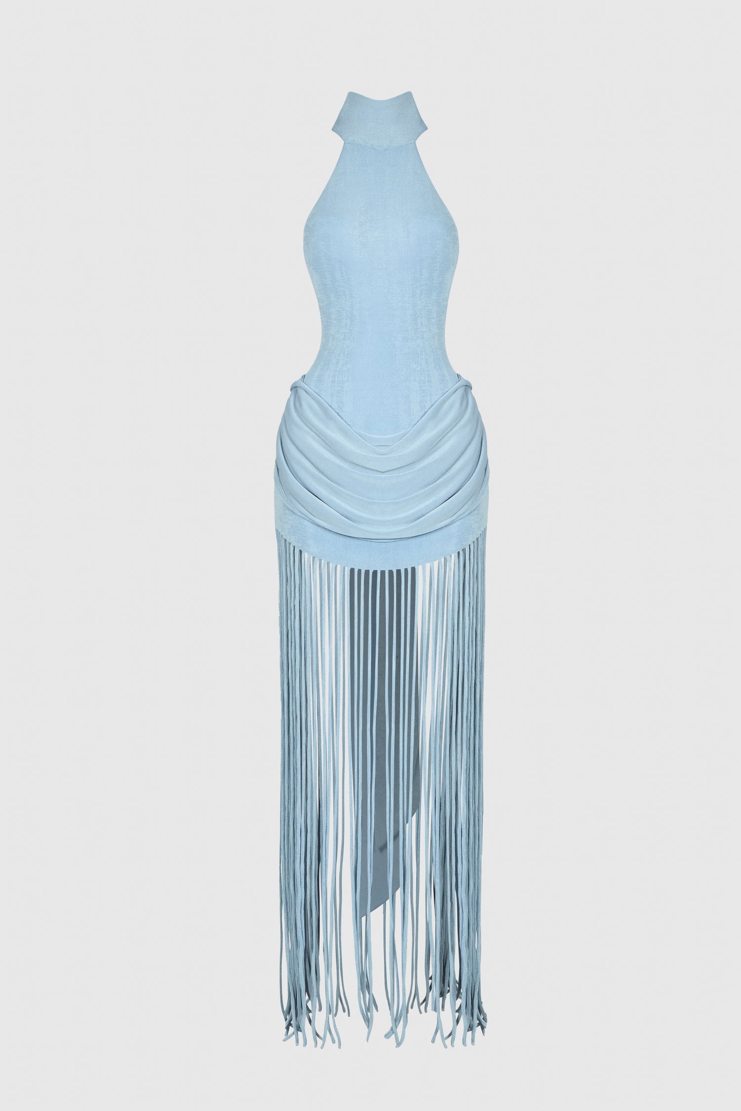 Selene Fringe Halter Maxi Dress