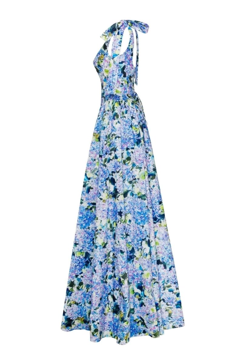 Elowen Blue Floral Bow Midi Dress