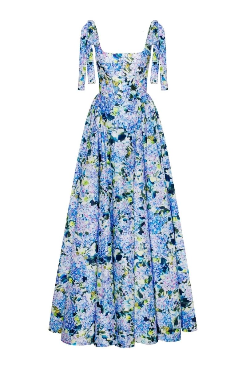 Elowen Blue Floral Bow Midi Dress