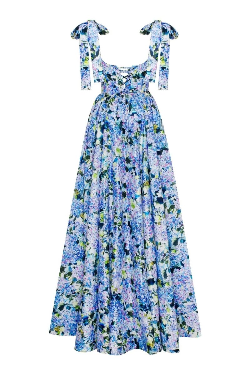 Elowen Blue Floral Bow Midi Dress