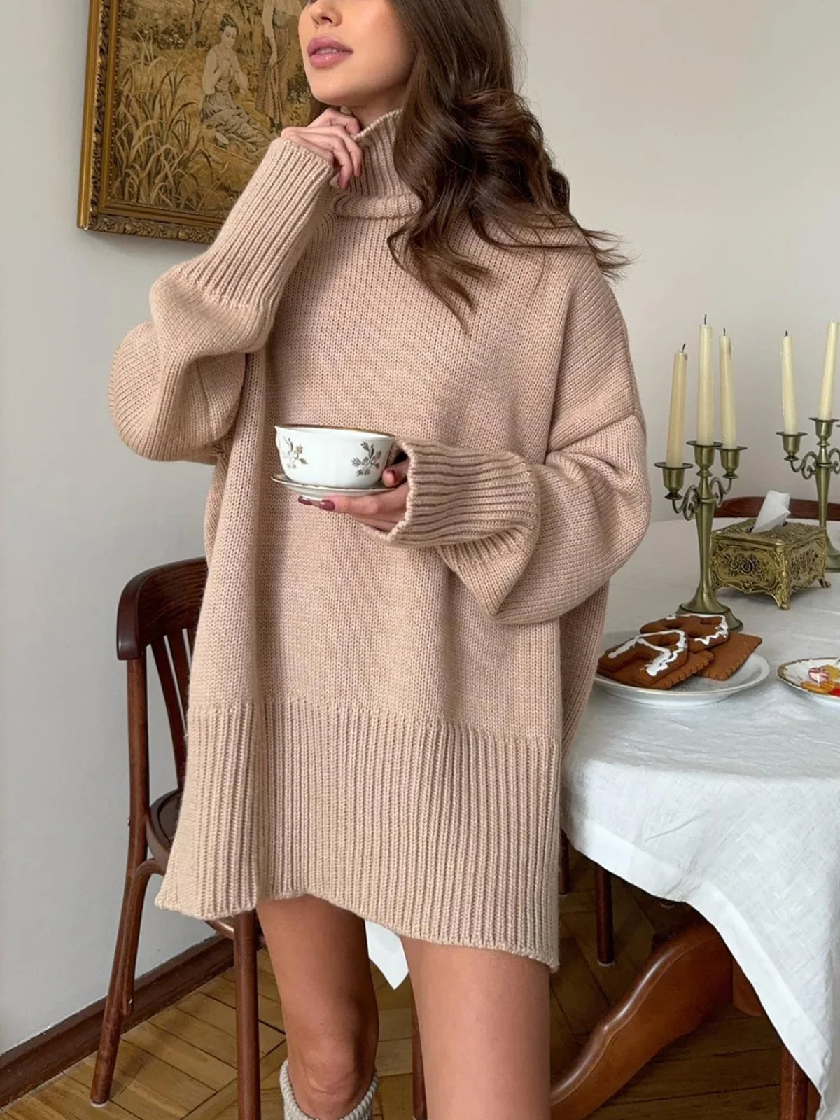 Knitted Loose Turtleneck Sweater