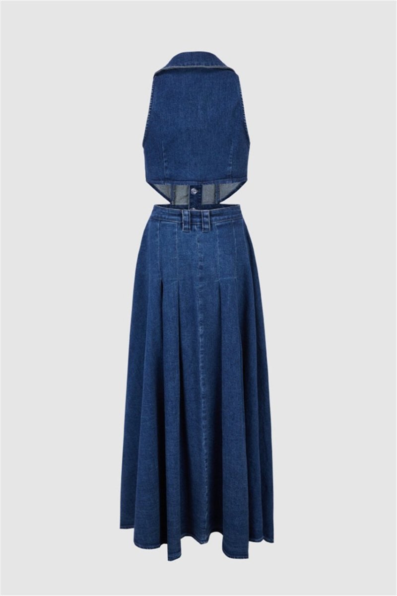 Valencia Buckled Cut-Out Denim Mini Dress