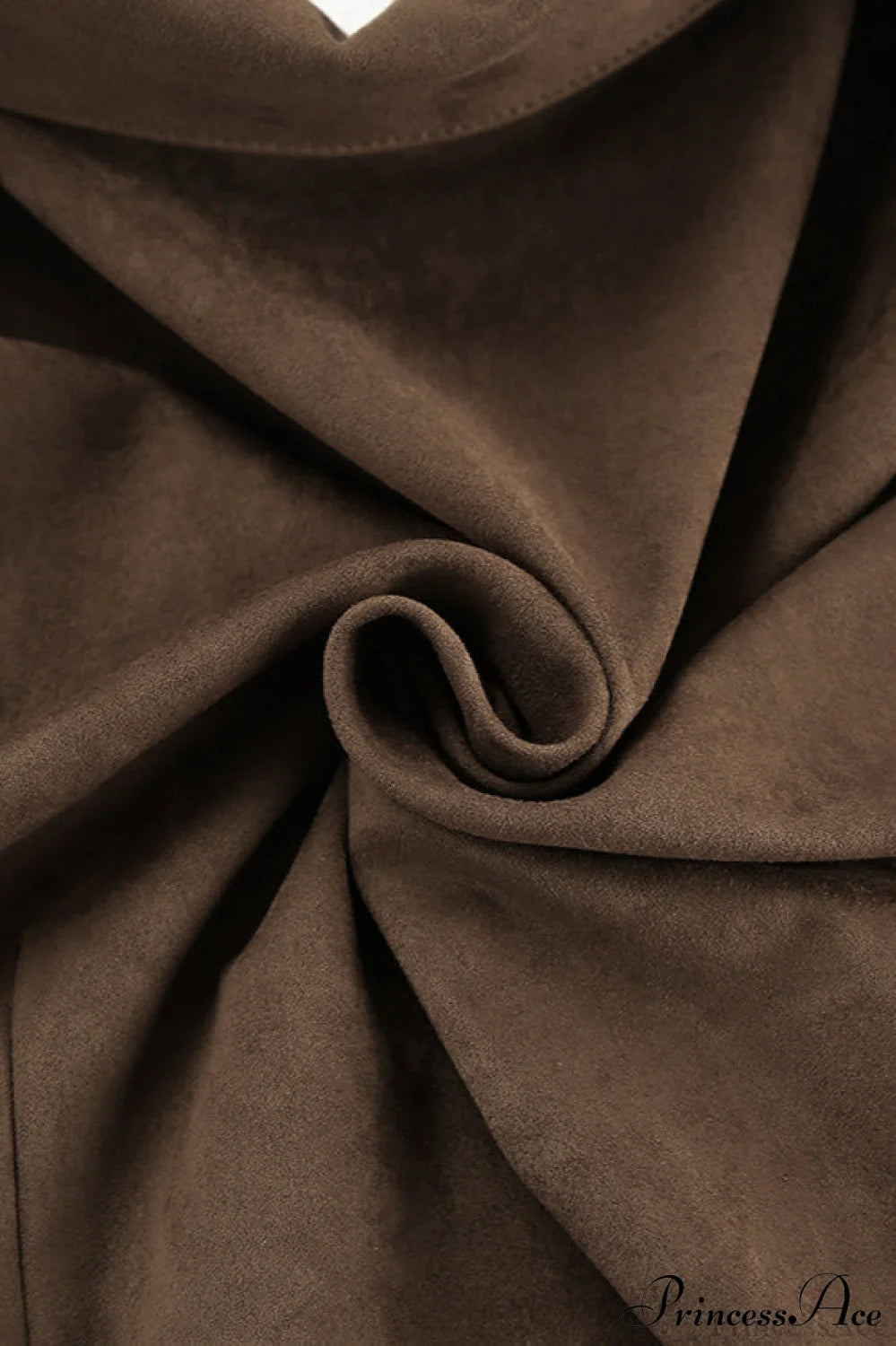 Suede Belted Blazer Collar Elegant Coat