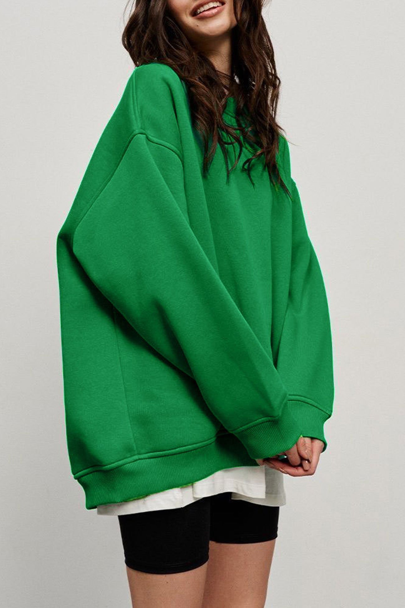 Solid Crew Neck Oversize Sweatshirt