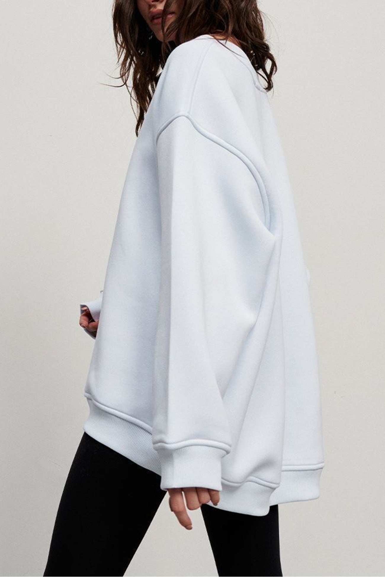 Solid Crew Neck Oversize Sweatshirt